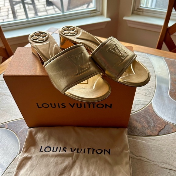 Louis Vuitton Metallic Gold Slide Sandals, size 40/9.5 - Picture 2 of 8
